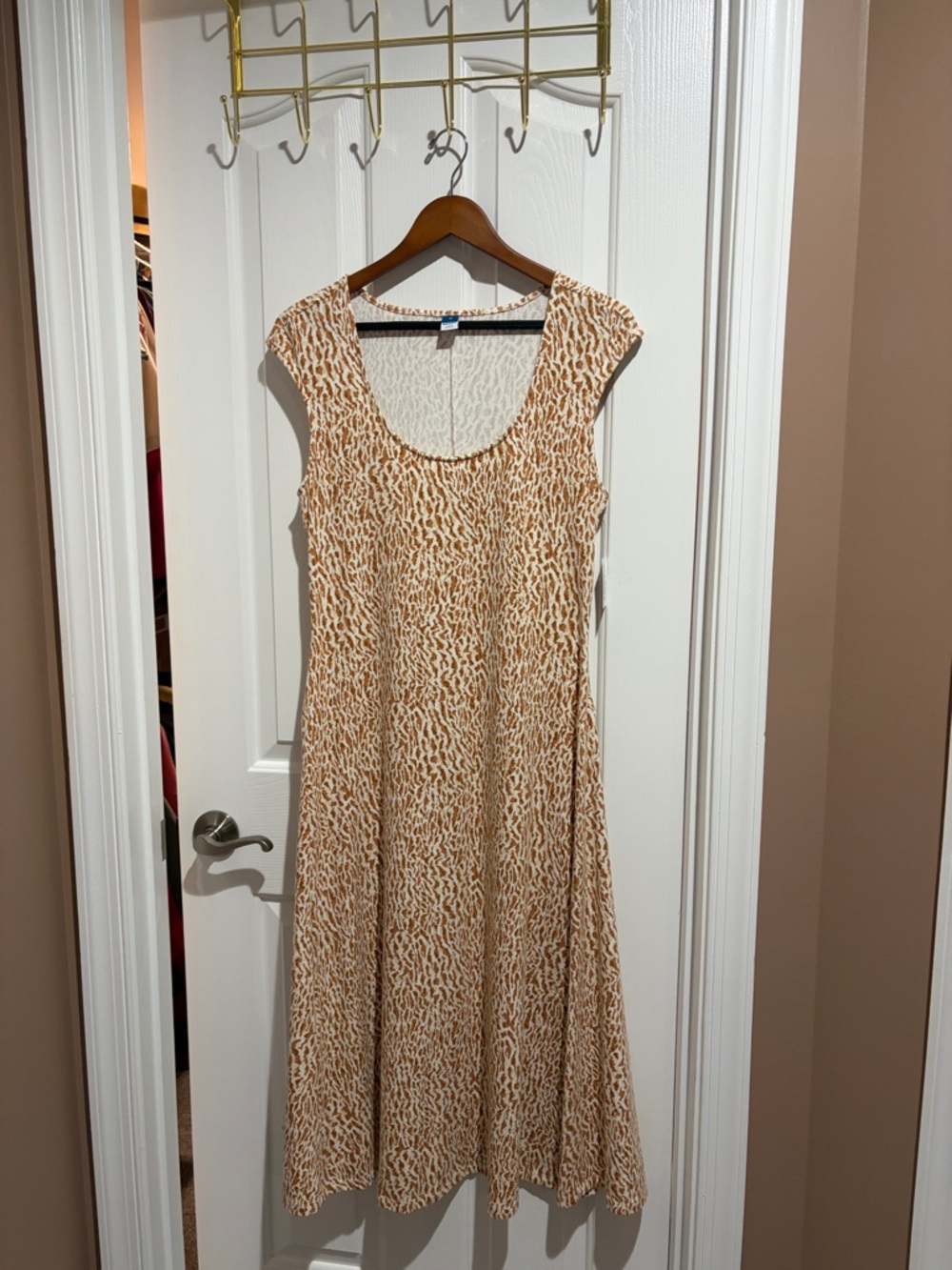 Old Navy Beige Animal-Print Maxi Dress